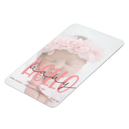 ピンクの誕生の発表ガール写真マグネット マグネット (左側)