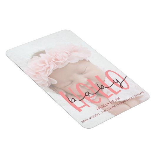 ピンクの誕生の発表ガール写真マグネット マグネット (右側)