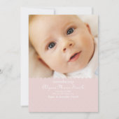 ピンクの誕生の発表 案内状 (正面)