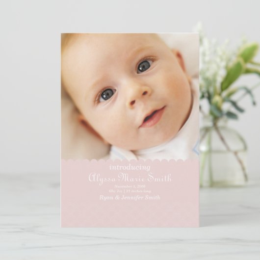 ピンクの誕生の発表 案内状 (スタンド正面)