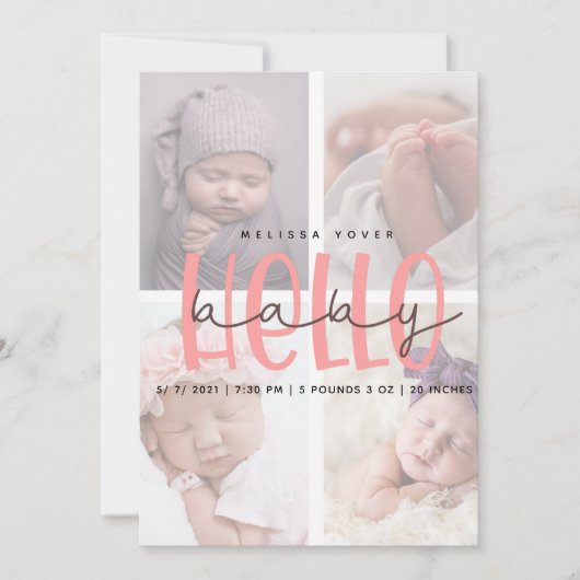 ピンクの誕生コメント女の子のスクリプトカード 招待状 (正面)