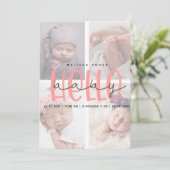 ピンクの誕生コメント女の子のスクリプトカード 招待状 (スタンド正面)