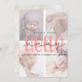 ピンクの誕生コメント女の子のスクリプトカード 招待状 (正面/裏面)