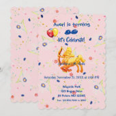 ピンクの誕生日いて座 招待状 (正面/裏面)