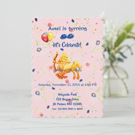 ピンクの誕生日いて座 招待状 (スタンド正面)