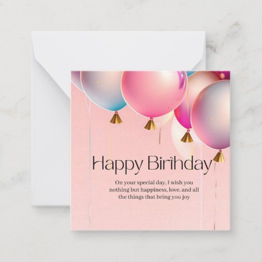 ピンクの誕生日おめでとう ノートカード (正面)