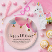 ピンクの誕生日おめでとう ペーパープレート (パーティー)