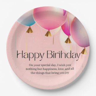 ピンクの誕生日おめでとう ペーパープレート
