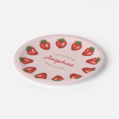 ピンクの誕生日に赤い夏のイチゴ ペーパープレート (アングル)