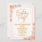 ピンクの誕生日の招待状 招待状 (正面)