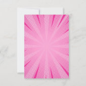 ピンクの誕生日の漫画のスーパーヒーロー少女に感謝! サンキューカード (裏面)