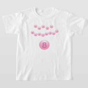 ピンクの誕生日の球の年齢8 Tシャツ