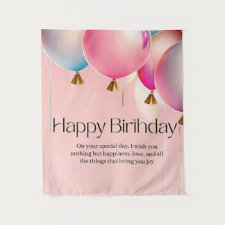 ピンクの誕生日カードのメッセージ タペストリー