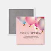 ピンクの誕生日カードのメッセージ マグネット (正面/裏面)
