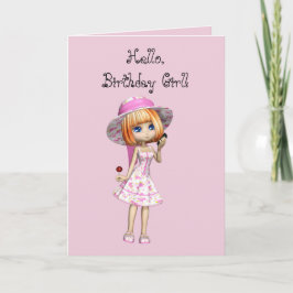 ピンクの誕生日カード 女の子 サンキューカード