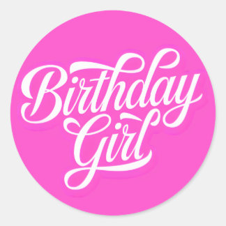 ピンクの誕生日ガール ラウンドシール