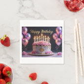 ピンクの誕生日ケーキ豪華で優雅な贅沢な スタンダードカクテルナプキン (インサイチュ)