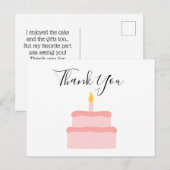 ピンクの誕生日ケーキ　ありがとう　ポストカード ポストカード (正面/裏面)