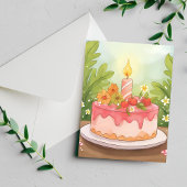 ピンクの誕生日ケーキ | ハッピーバースデー ポストカード