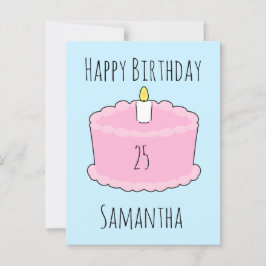 ピンクの誕生日ケーキ ポストカード