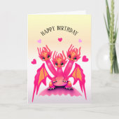 ピンクの誕生日ドラゴン カード (正面)