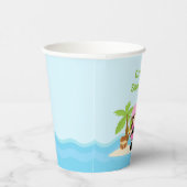 ピンクの誕生日パーティーでかわいいブルネット海賊少女 紙コップ (右)