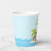 ピンクの誕生日パーティーでかわいい黒髪の海賊少女 紙コップ (右)