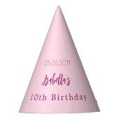 ピンクの誕生日パーティーガール パーティーハット (正面)