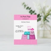 ピンクの誕生日パーティー 招待状 (スタンド正面)