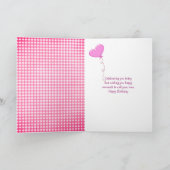 ピンクの誕生日ブーツとデイジー カード (内部)