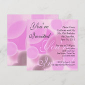 ピンクの誕生日招待状 招待状 (正面/裏面)