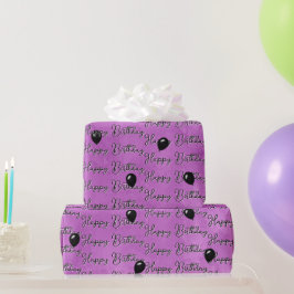 ピンクの誕生日色の黒い水風船 ラッピングペーパー