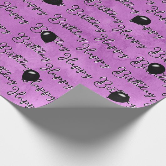 ピンクの誕生日色の黒い水風船 ラッピングペーパー (角)