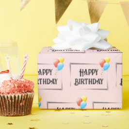 ピンクの誕生日風船 ラッピングペーパー