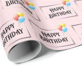 ピンクの誕生日風船 ラッピングペーパー (ロールコーナー)