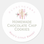 ピンクの調理器具・バクテリースタンプ ラウンドシール (正面)