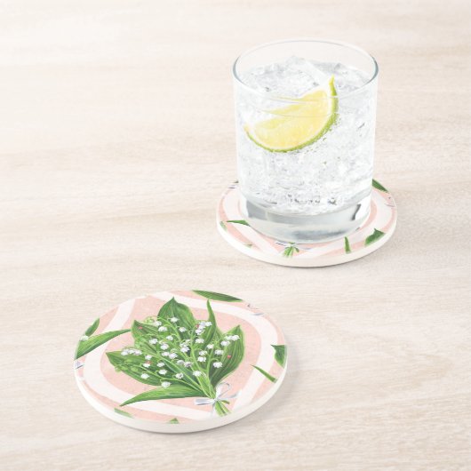 ピンクの谷の花のユリの花束 コースター (側面)