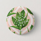 ピンクの谷の花のユリの花束 缶バッジ (正面)