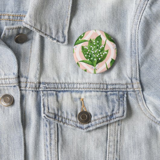 ピンクの谷の花のユリの花束 缶バッジ (インサイチュ)