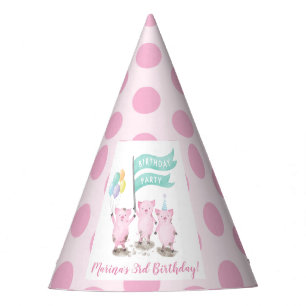 ピンクの豚のような子供の誕生日 パーティーハット