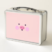 ピンクの豚のような金属のお弁当箱 メタルランチボックス (裏面)