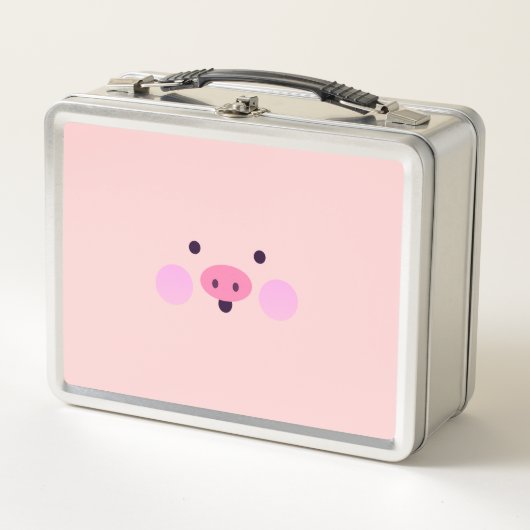 ピンクの豚のような金属のお弁当箱 メタルランチボックス (正面)