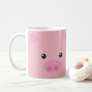 ピンクの豚のような顔 コーヒーマグカップ