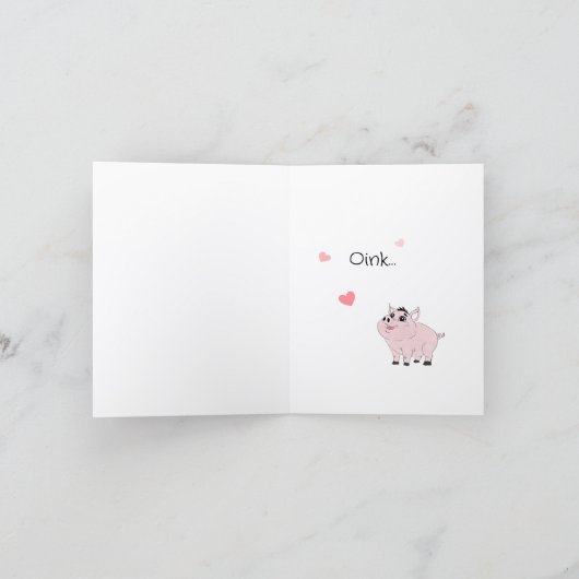 ピンクの豚のカップル カード (内部)