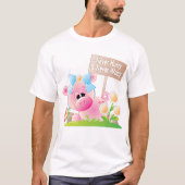ピンクの豚の保育園 ネバーハリー ネバーワリー Tシャツ (正面)