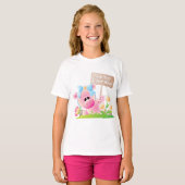 ピンクの豚の保育園 ネバーハリー ネバーワリー Tシャツ (正面フル)