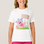 ピンクの豚の保育園 ネバーハリー ネバーワリー Tシャツ (正面)
