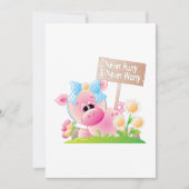 ピンクの豚の保育園　急がず 心配せず 招待状 (正面)