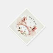 ピンクの豚の鼻と鼻の花の素朴な結婚式 スタンダードカクテルナプキン (角)