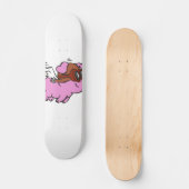 ピンクの豚飛んでいる漫画 |背景色の選択 スケートボード (正面)